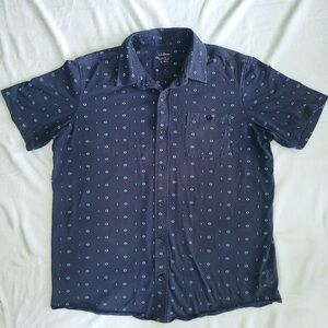 L.L. Bean Men’s Shirt Slightly Fitted Button Down Navy Blue Geometric‎ size XL